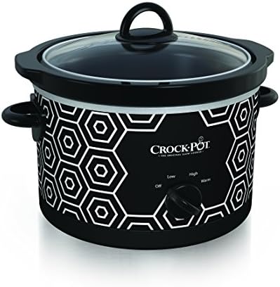 Crock-Pot 4.5 Quart Portable Slow Cooker – Black & White MTZS